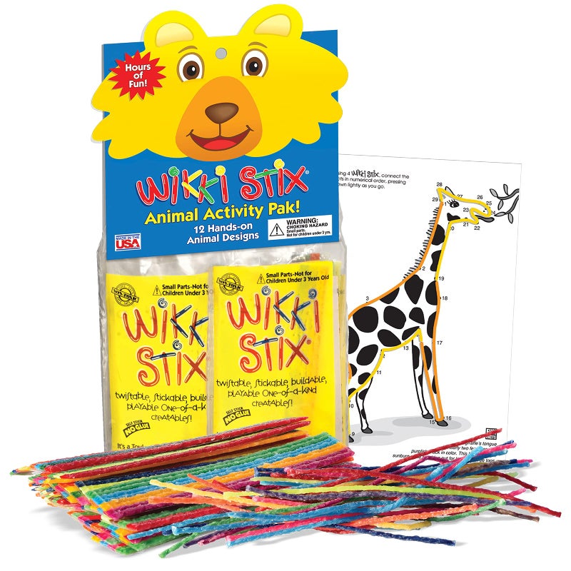 WikkiStix Animal Activity Pak - Features 12 Zoo Animals with Hands-on Activity and Fun Fact on Each, Made in The USA! Multiple Colors ! - Image 1